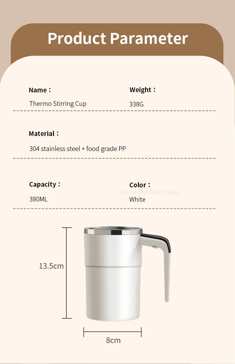 Caneca de Mistura Automática Recarregável Elétrica em Aço Inoxidável