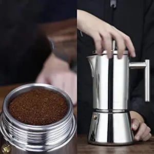 Cafeteira Italiana Easyworkz Diego Espresso Maker em Aço Inoxidável